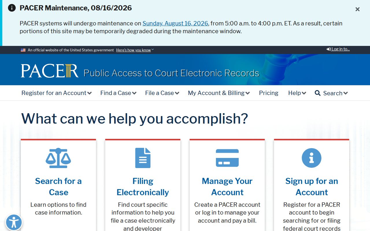 Marathon County court case lookup through the federal PACER service
